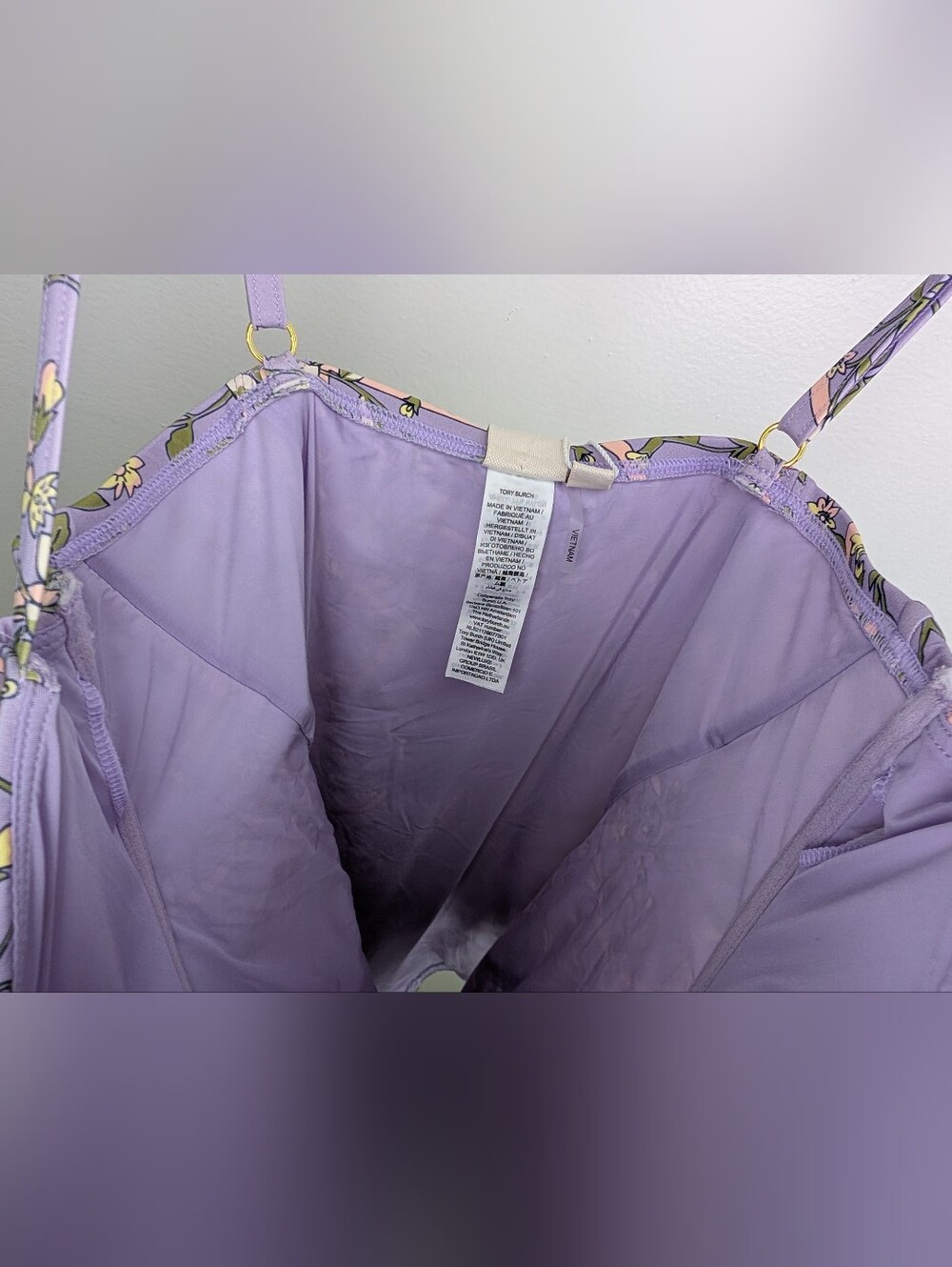 NWT Tory Burch Lilac Garden Medallion Underwire One Piece Swimsuit Size XS New - Picture 6 of 16